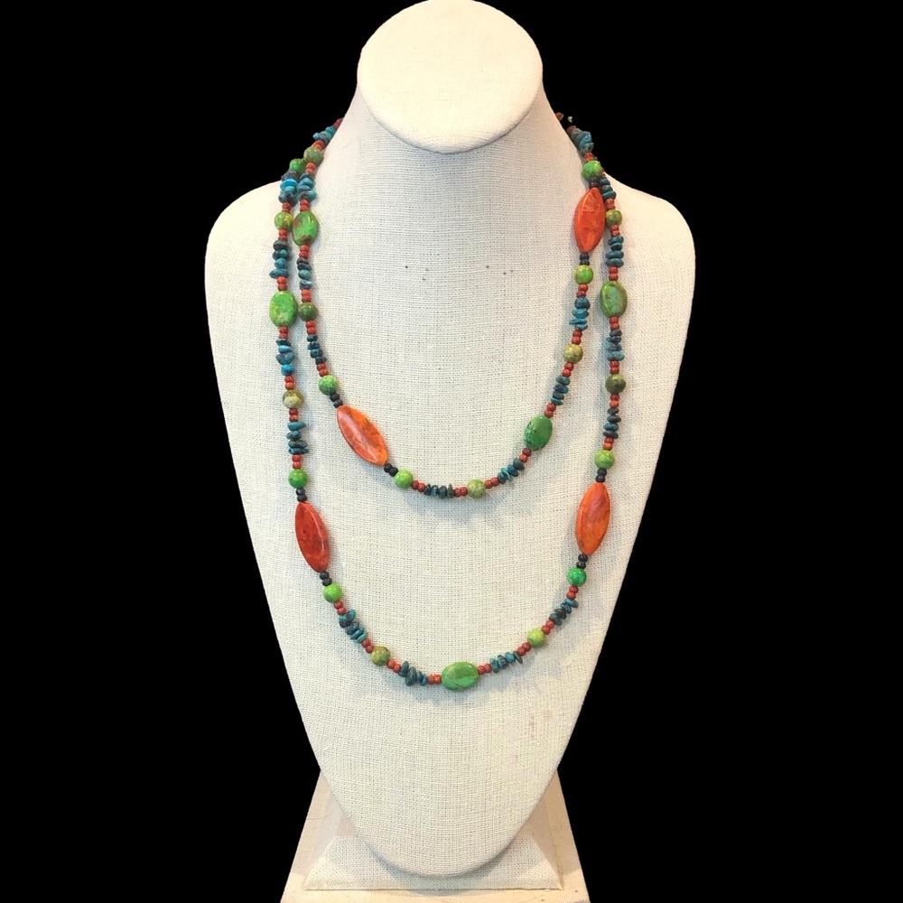 JAY KING DTR 48 inch Long Turquoise Spiny Oyster Sterling Silver Necklace - Picture 7 of 17